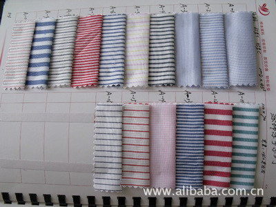 绍兴市越栋针纺织品 现货涤棉条子面料，质量保证，支持来样定染